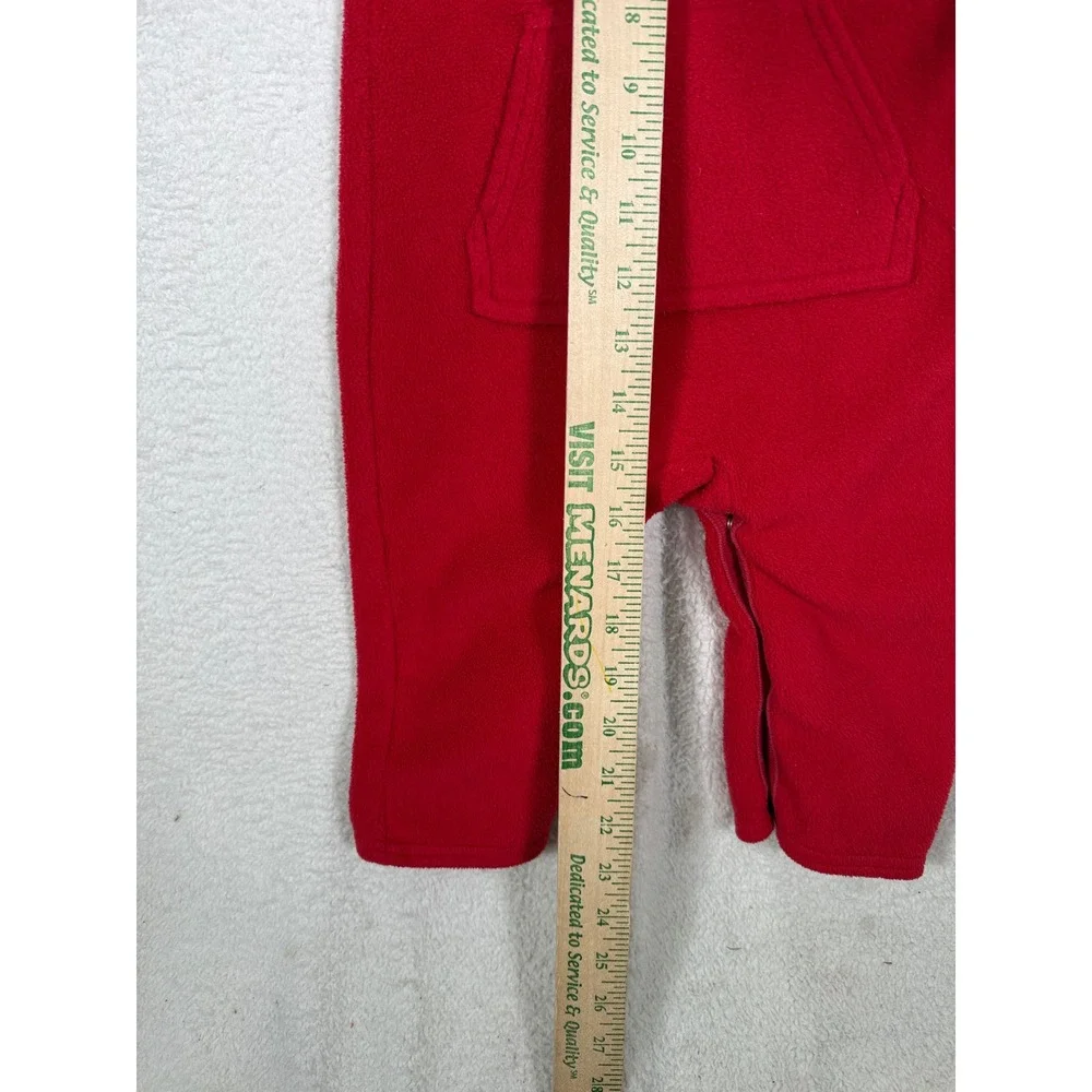 Baby Gap Red Fleece Hooded Romper Arch Logo Infant 12-18 Months HOL06 424567